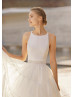 Ivory Dotted Tulle Cross Back Sweet Long Wedding Dress